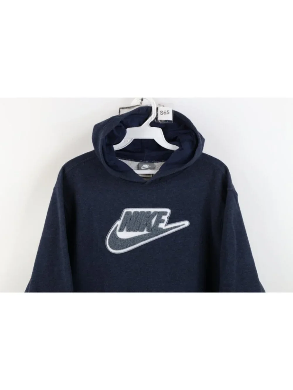Vintage Y2K Nike Womens XL Travis Scott Big Swoosh Felt Patch Hoodie Sweatshirt